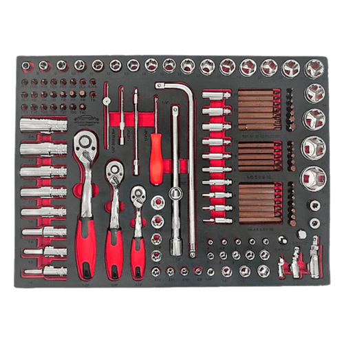 PDE Metric Socket and Ratchet Tool Set torx bits hex bits in EVA Foam Tray 136PCE
