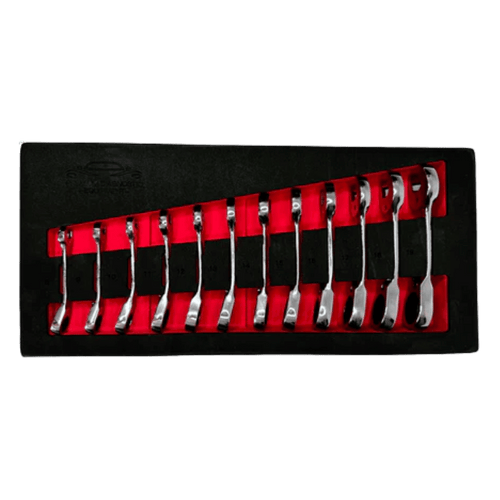 PDE Stubby Ratchet Spanner Set in EVA Foam Tray 12PCE