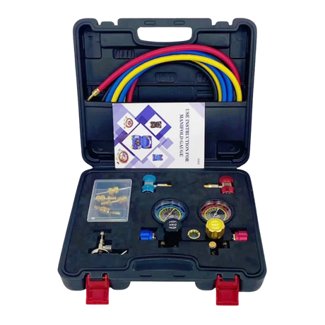 Professional HVAC Diagnostic Tool  4 Way Air Conditioner Manifold Gauge Set