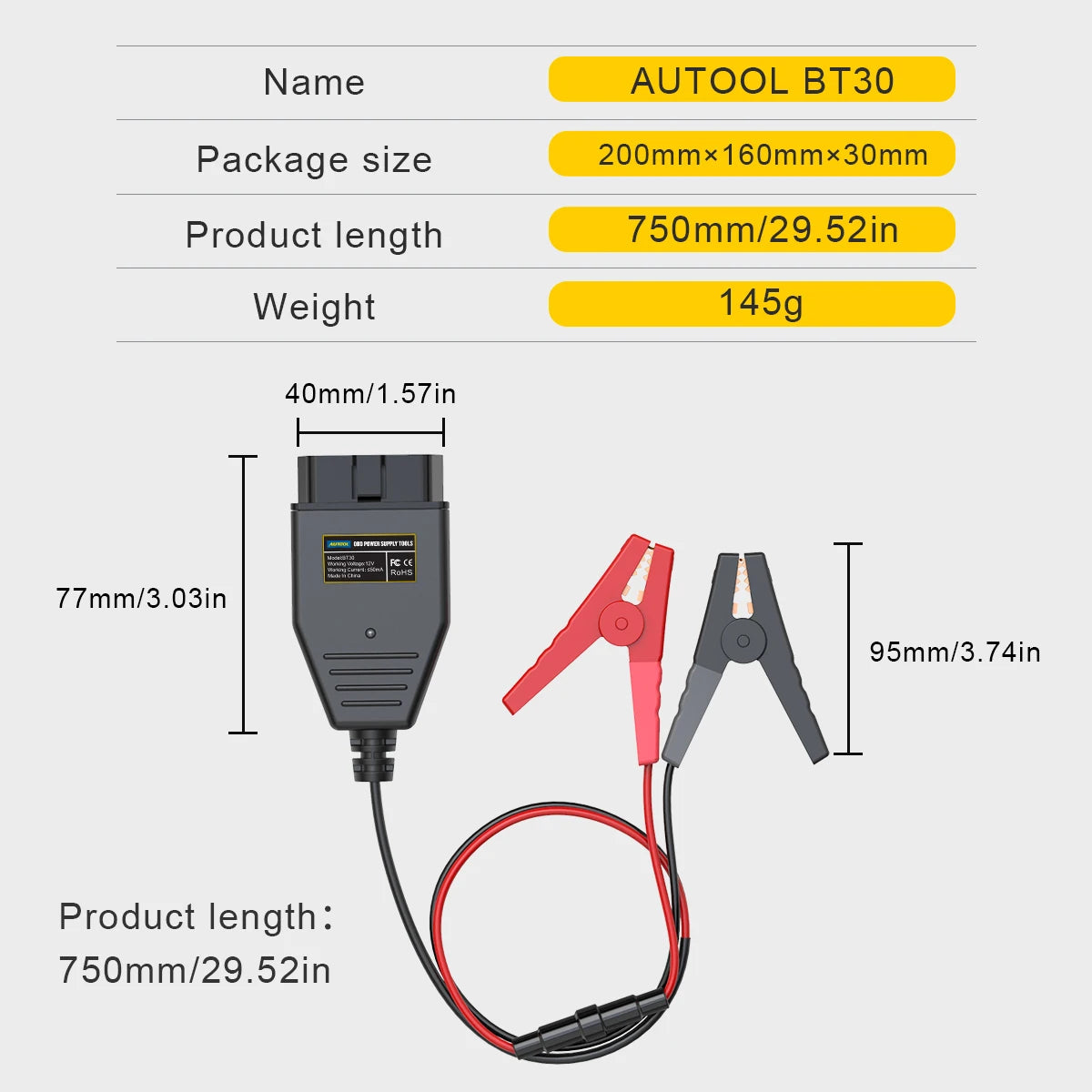 AUTOOL BT30 ECU memory saver