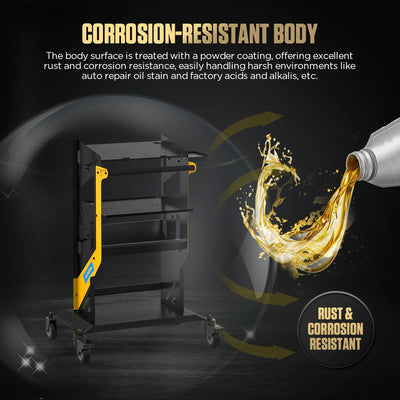 AUTOOL Heavy-Duty 3-Tier Rolling Diagnostic Tool Cart – 300kg Capacity