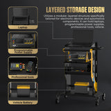 AUTOOL storage cart with layered design for electronic devices and automotive components