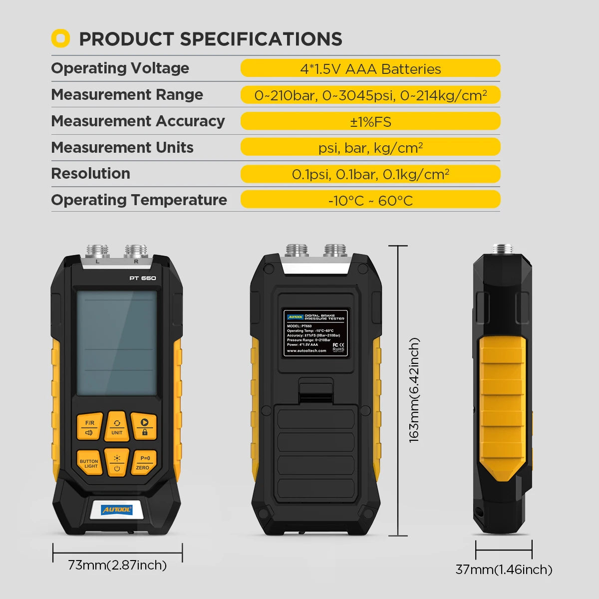 AUTOOL PT660 product specifications