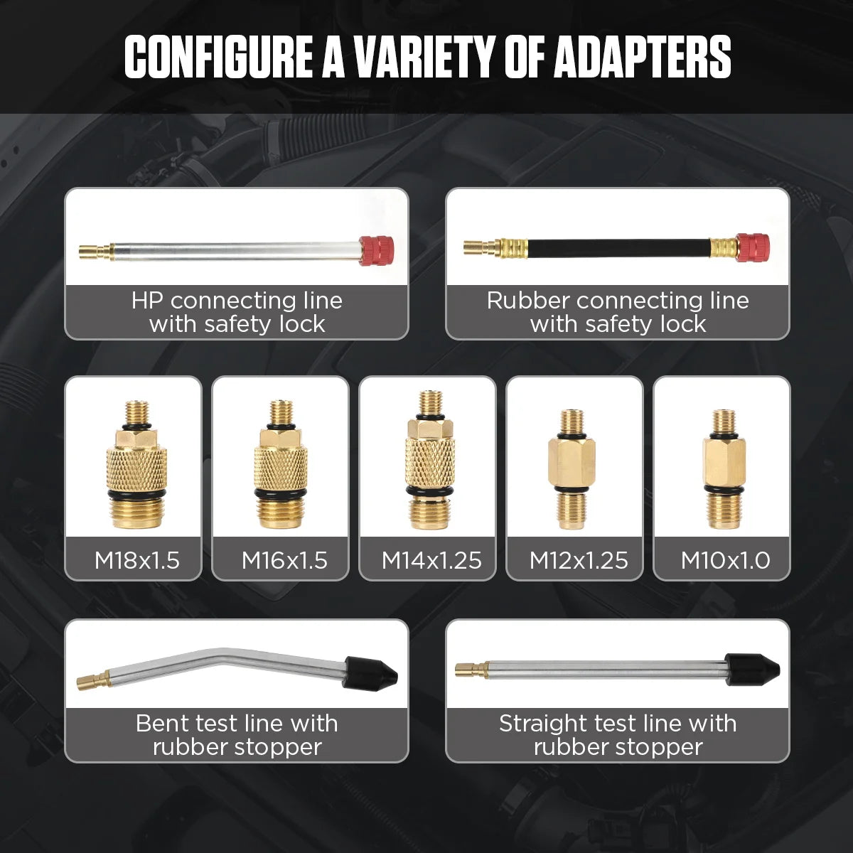 AUTOOL PT610 variety of adapters