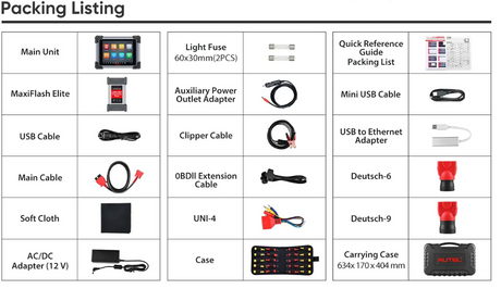 Autel MaxiSys MS908CV II packing listing