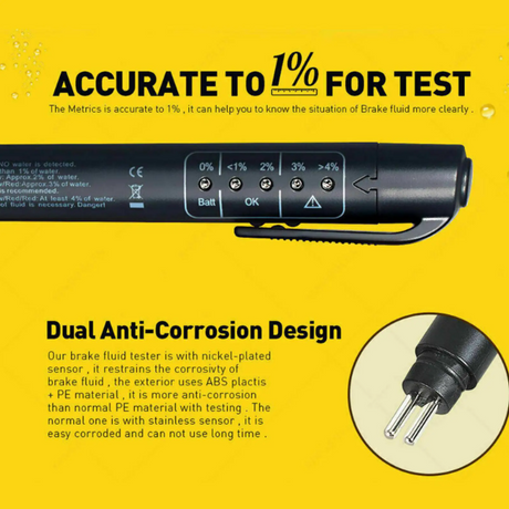 brake fluid tester with dual anti-corrosion design