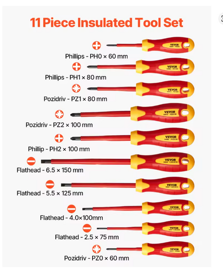 10 insulated screwdrivers