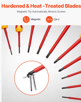 Red screwdriver blades with magnetic tips