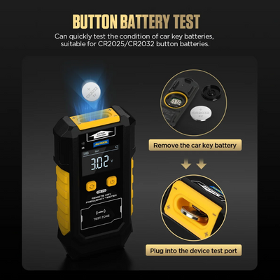AUTOOL RE110 button battery tester with instructions