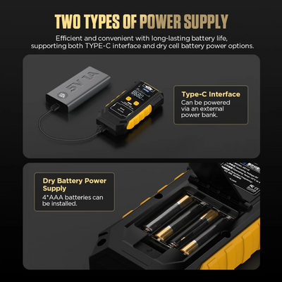 AUTOOL RE110 two types of power supply with Type-C interface and dry battery power options