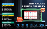 Launch CRP919 EV diagnostic tool with features listed