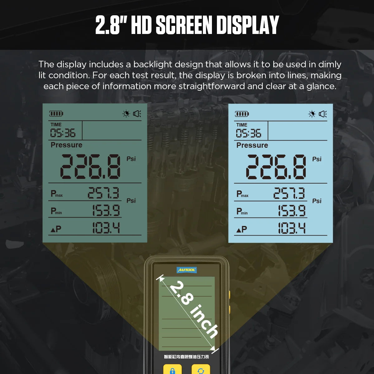AUTOOL PT640 HD screen display