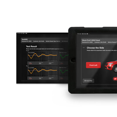 AutoStop Shock Pro tablet displaying automotive diagnostic software