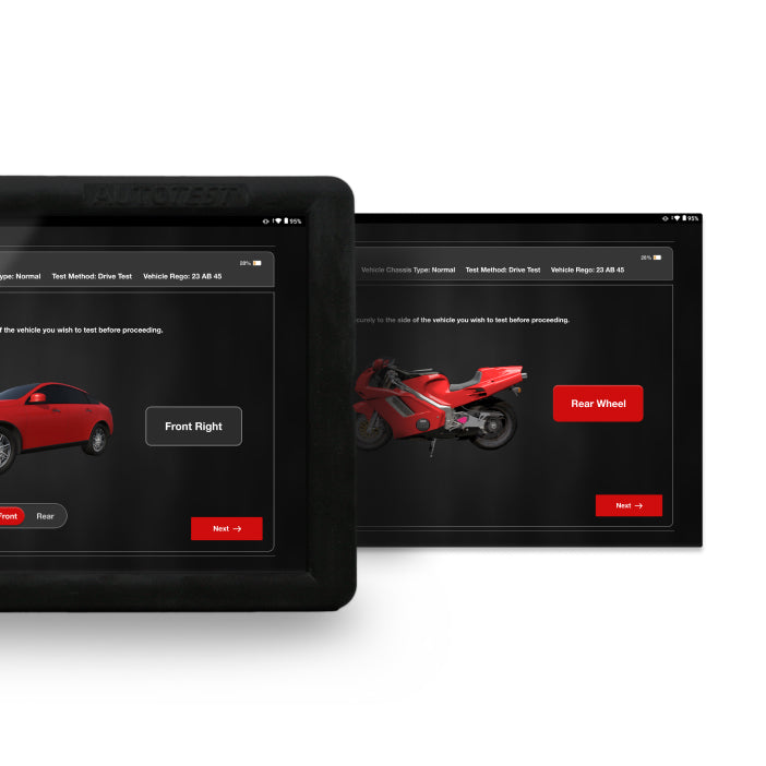 AutoStop Shock Pro tablet displaying vehicle selection interface