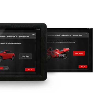 AutoStop Shock Pro tablet displaying vehicle selection interface