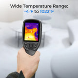 Topdon TC004 Lite held by a person with a wide temperature range display