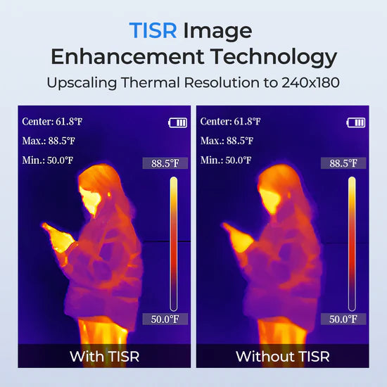 Comparison of thermal imaging with and without TISR technology on a person