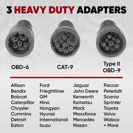 Thinkcar THINKSCAN HD three heavy-duty adapters with compatibility list