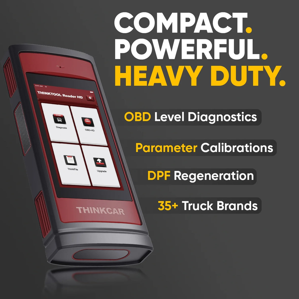 Thinkcar diagnostic tool with features listed