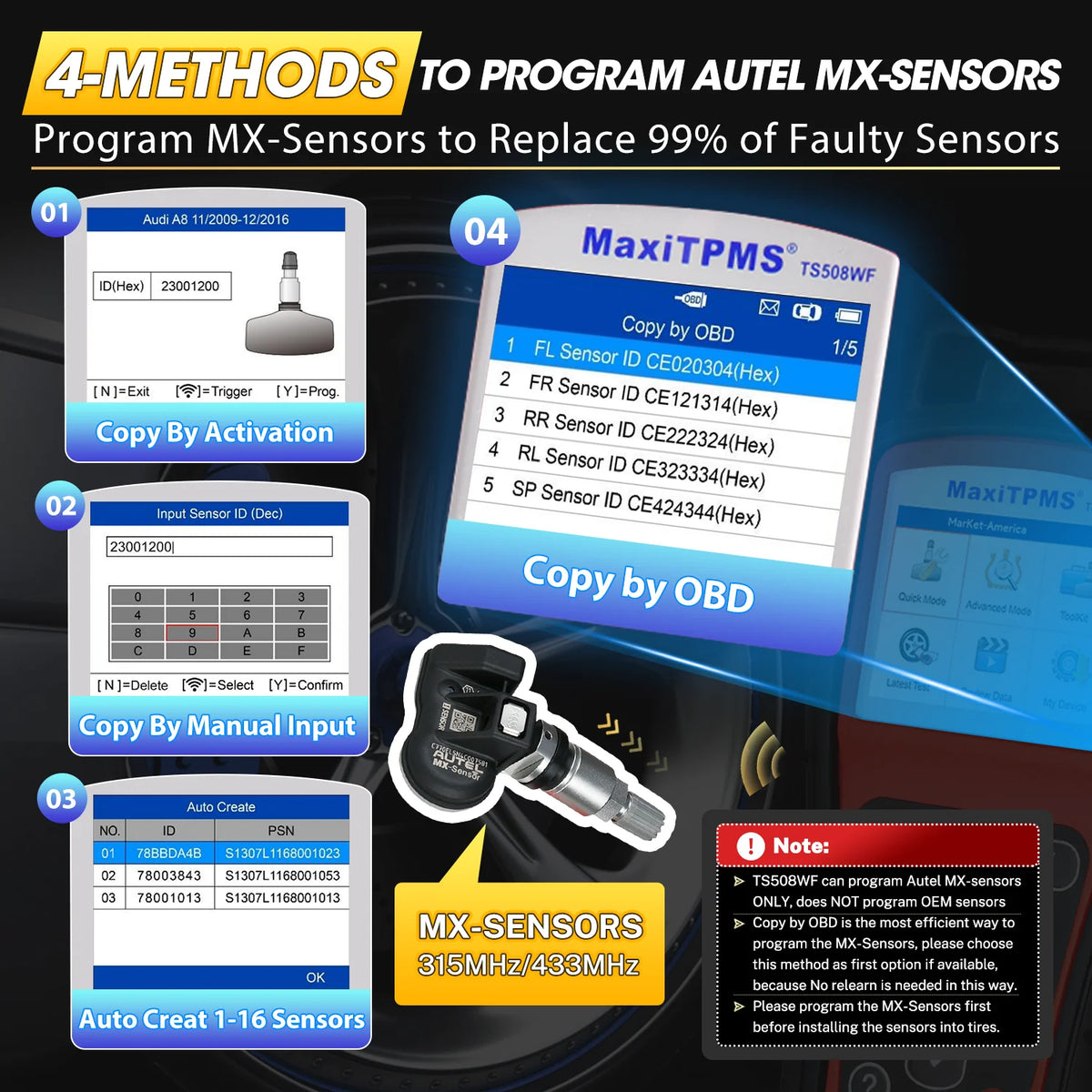 Autel MaxiTPMS TS508WF Tyre Pressure Sensor Programming Tool - Premium Diagnostic Equipment