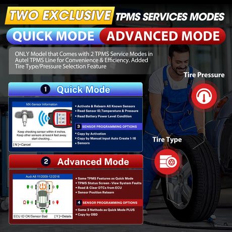 Autel MaxiTPMS TS508WF two exclusive TPMS services modes