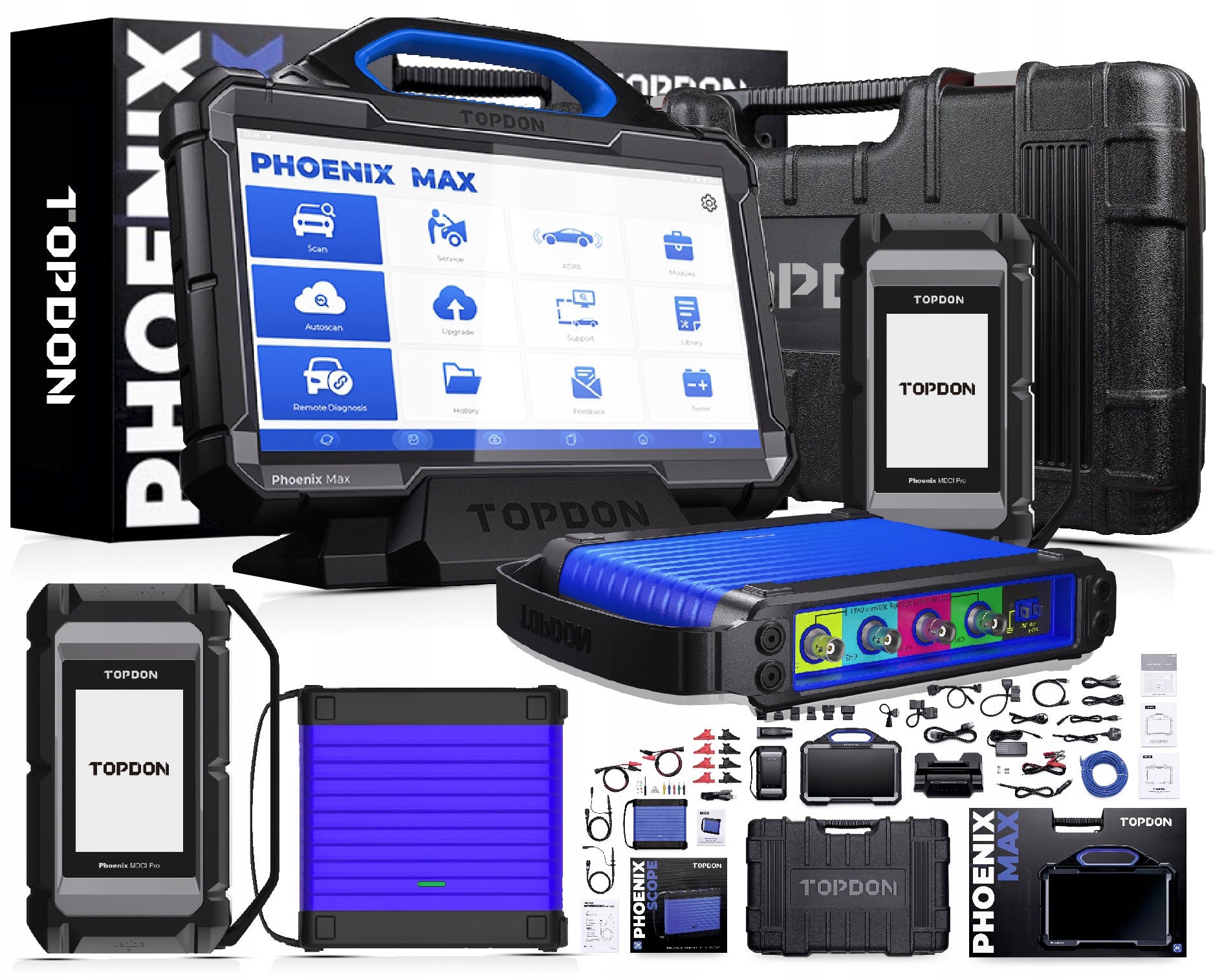 Topdon Phoenix Max Professional Diagnostic Scan Tool 12/24 V With Or  Without Truck Adapter Kit