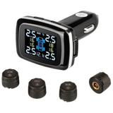 Tyre Pressure Monitoring System 4x External Sensors Cigarette Lighter LCD Display