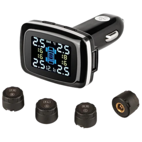 Tyre Pressure Monitoring System 4x External Sensors Cigarette Lighter LCD Display