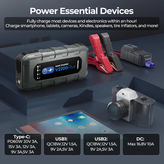 Topdon V2200 PLUS Jump Starter + Battery Tester 2200A