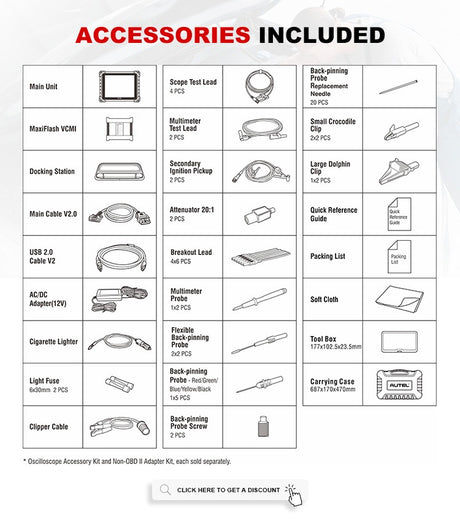 Autel MaxiSys Ultra accessory kit contents
