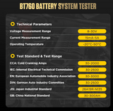 BT760 battery tester technical parameters and test range