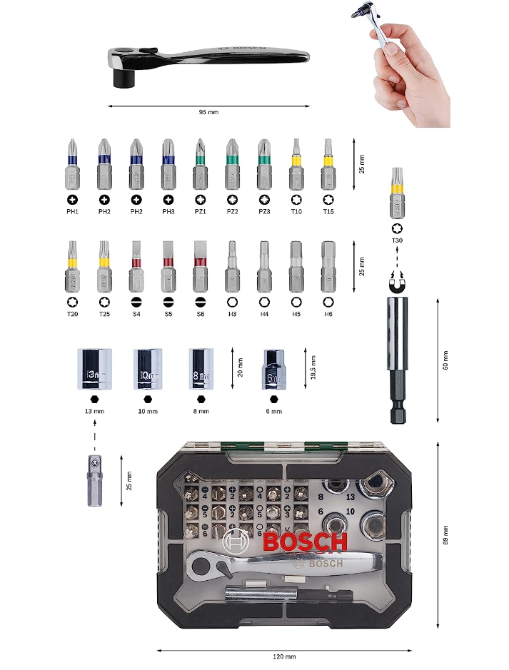 Bosch Mini Screwdriver & Ratchet Set 26pc