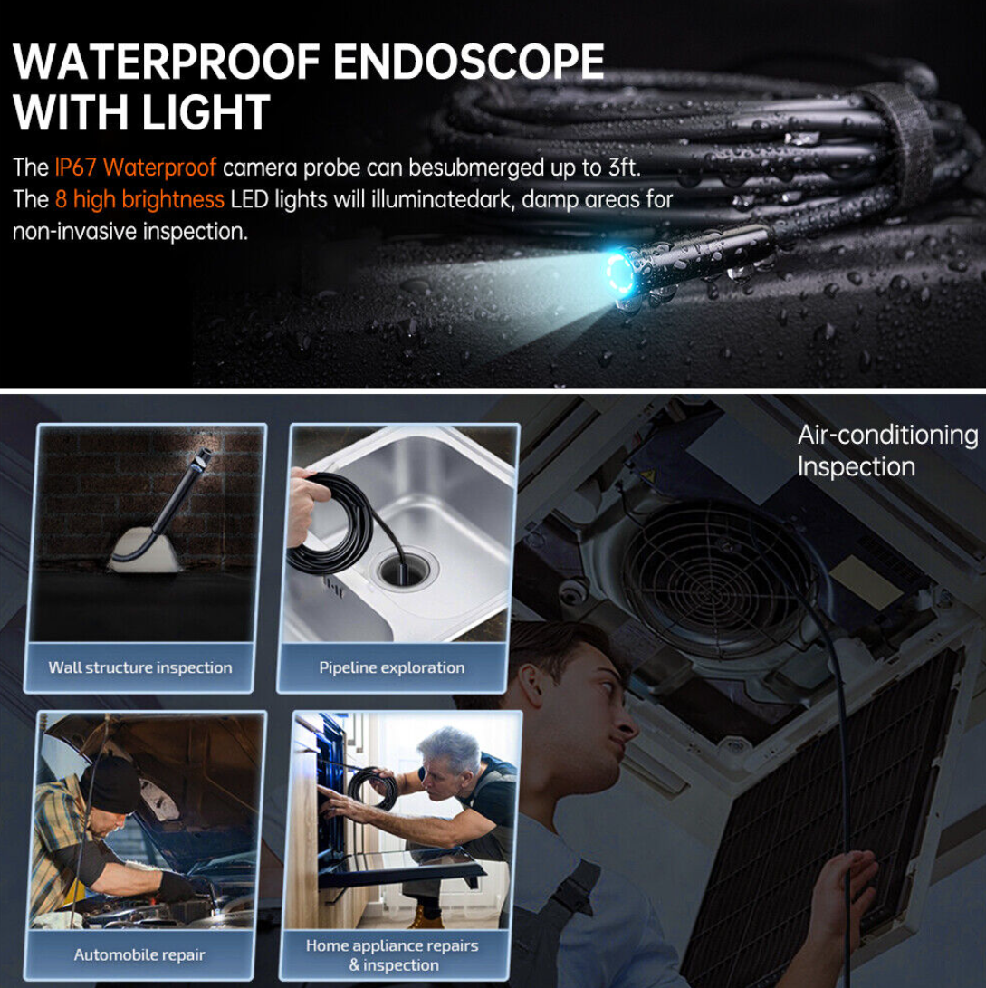 HD IP68 Borescope Inspection Camera For iPhone & Android