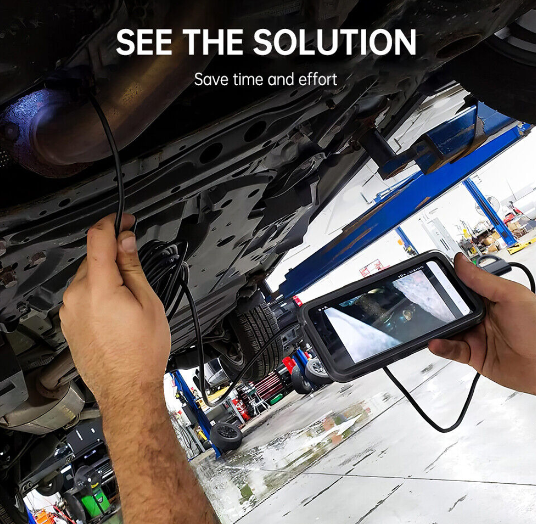 HD IP68 8mm borescope camera in workshop use