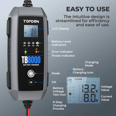 Topdon TB8000 8Amp Battery Charger