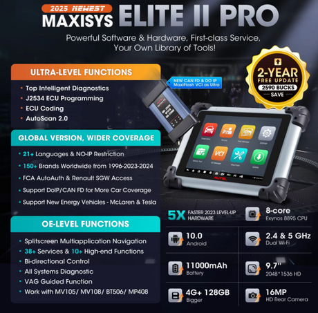 Autel MaxiSys Elite II Pro Diagnostic Scan Tool With J2534 ECU Programming - Premium Diagnostic Equipment
