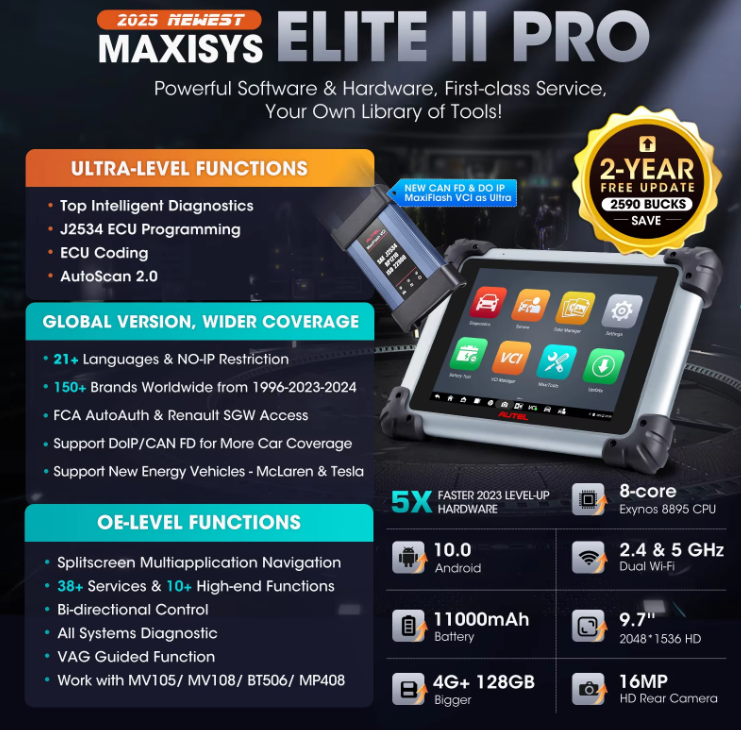 Autel MaxiSys Elite II Pro Diagnostic Scan Tool With J2534 ECU Programming