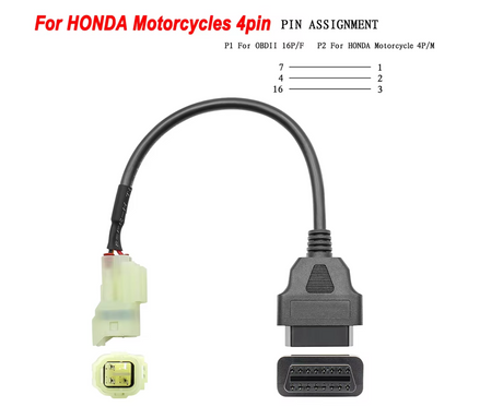adapter cable for Honda motorcycles and ATVs with 4 pin ports