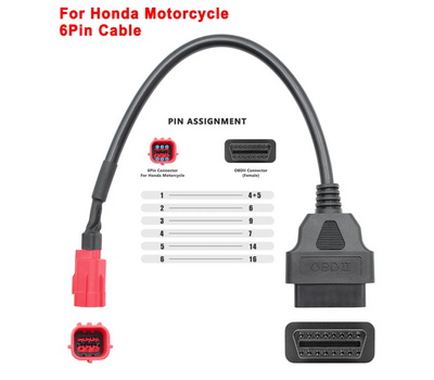 Honda 6 Pin to 16 Pin OBD2 Adapter Cable