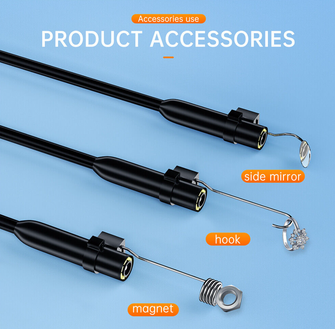 HD borescope hook mirror and magnet accessories