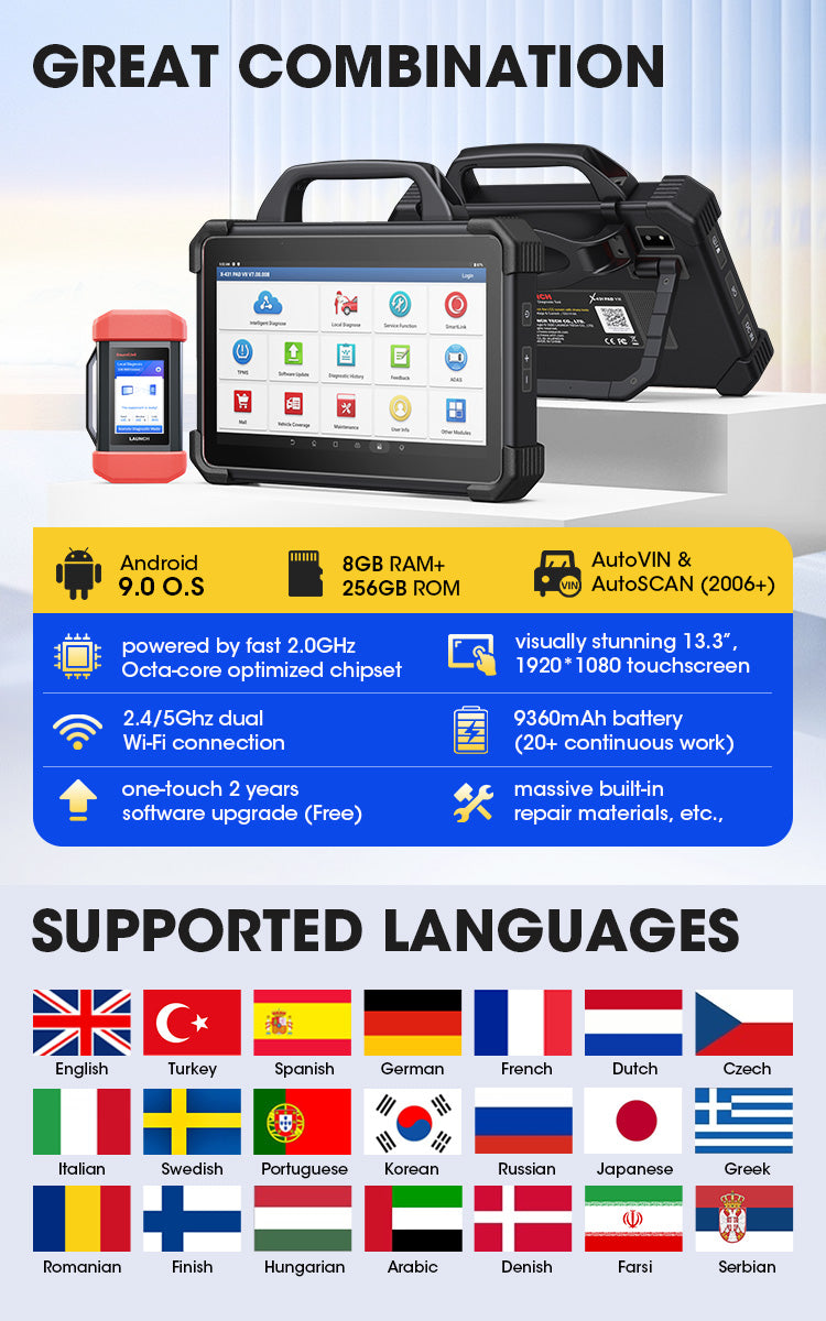 Launch X-431 PAD 7 Elite supported languages