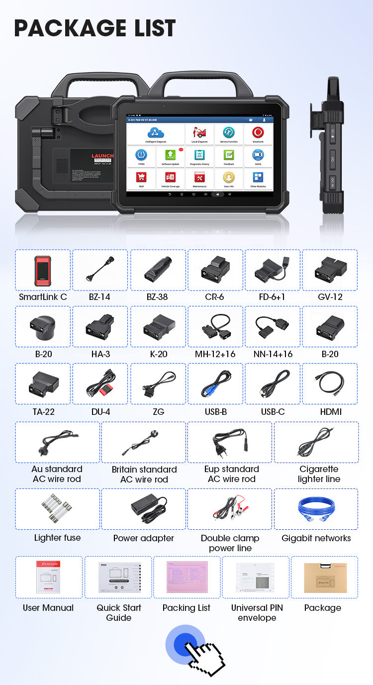 Launch X-431 PAD 7 Elite package list