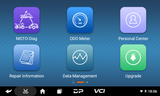 OBDSTAR iScan KTM HUSQVARNA set of app icons with labels for 'MOTO Diag', 'ODO Meter', 'Personal Center', 'Repair Information', 'Data Management', and 'Upgrade'