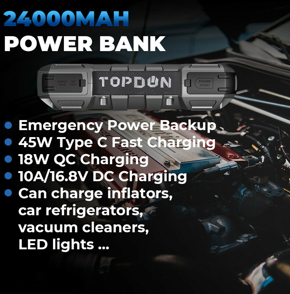 Topdon JS3000 3000A Car Jump Starter Power Bank 12V Car Starting Device 24000mah Battery Jump Start For Car Booster Topdon JS3000 3000A Car Jump Starter Power Bank 12V Car Starting Device 24000mah Battery Jump Start For Car Booster