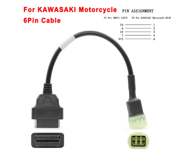 Kawasaki 6 Pin to 16 Pin OBD2 Adapter Cable