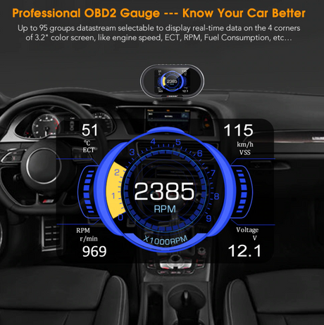 KONNWEI KW206 OBD2 trip computer and scan tool with LCD display