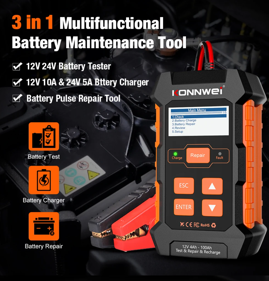 KONNWEI KW520 3 in 1 multifunctional battery maintenance tool