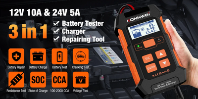 KONNWEI KW520 Battery Charger + Tester  + Repairer For 12/24V