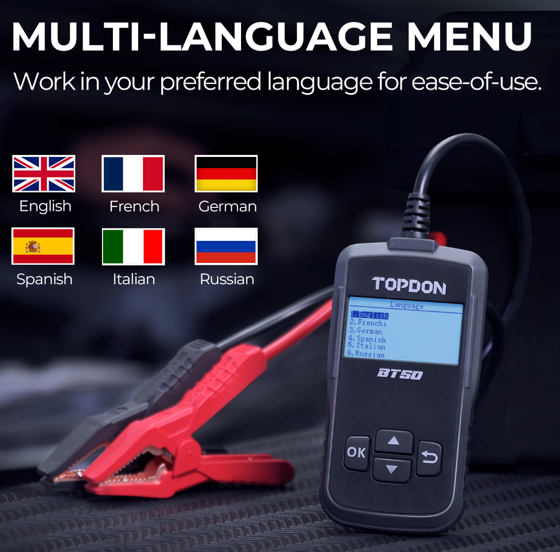 Topdon BT50 Battery Tester 12V 100-2000CCA