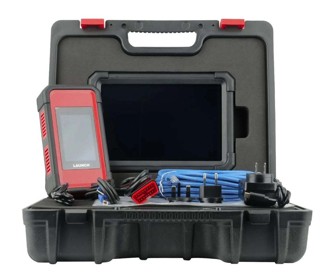 Launch X431 V+ HD full kit contents laid out